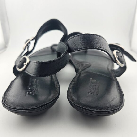 Born Black Leather Toe‑Loop Buckle Strap Sandals | Women’s Size 10 - Picture 4 of 12